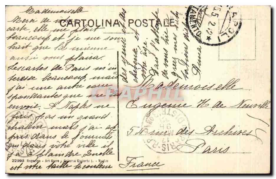 CPA Napoli La Facciata dei Duomo  — Rückseite