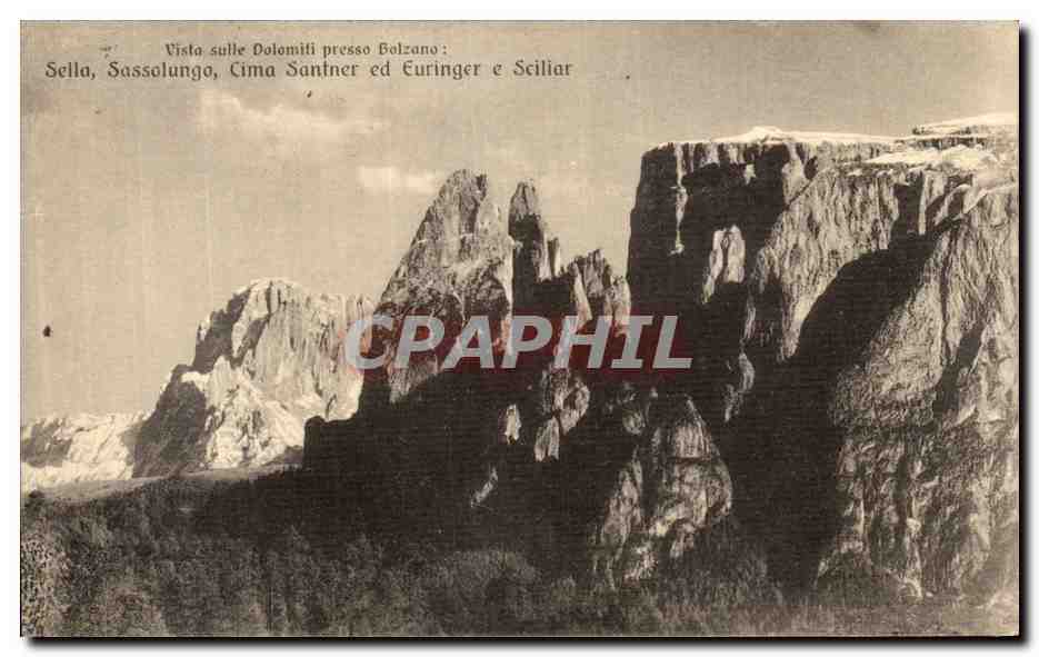 CPA Vista Sullo Dolomiti Presso Bolzano Sello Sassolungo Cima Santner ed Euringer e scilliar 