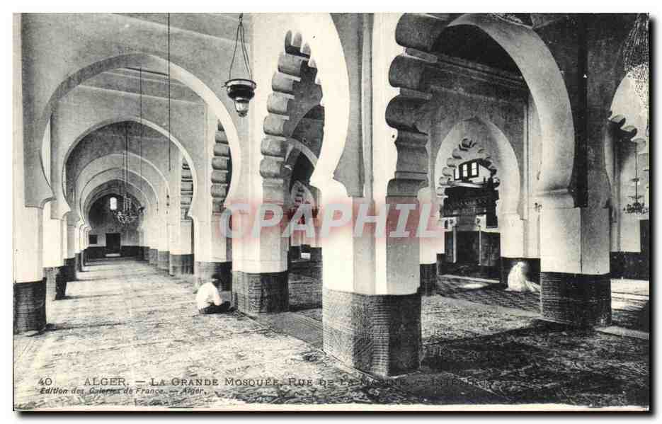 CPA Alger La Grande Mosque Rue de la Marien 