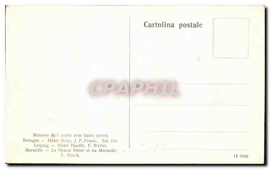 CPA Bologna Cour de l Hotel Brun  — Rückseite