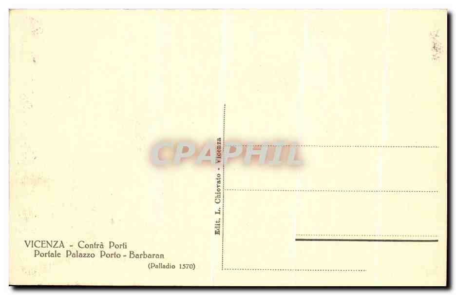 CPA Vicenza Contra Porti Portale Palazzo Porto Barbaran  — Rückseite