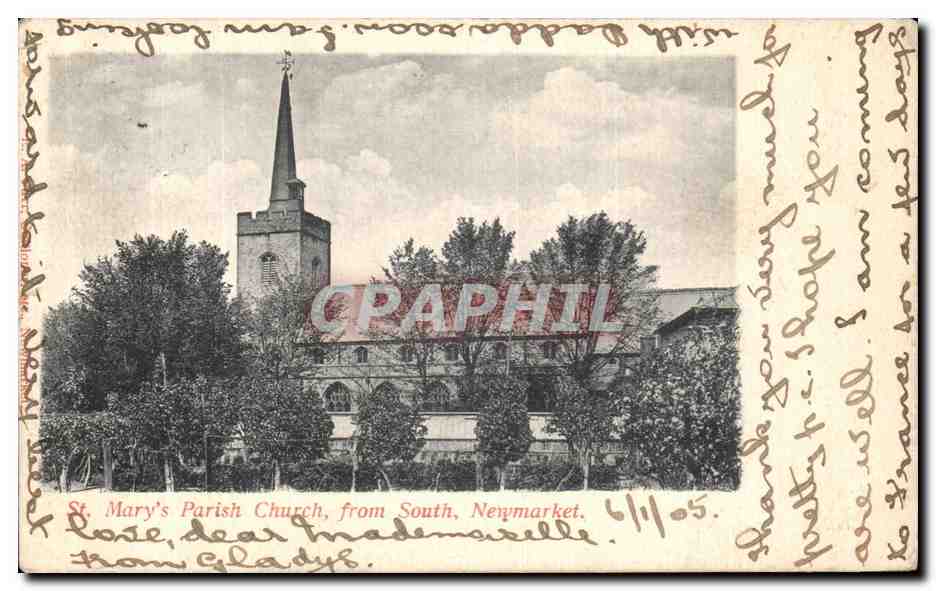 CPA Newmarket St Mary Parish Chruch From South 