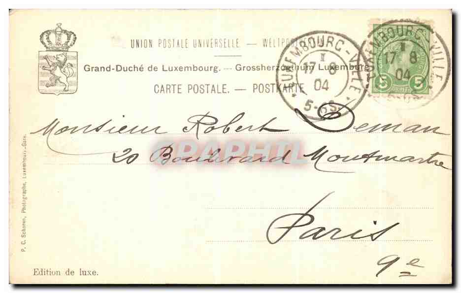 CPA Luxembourg La Vallee de Clauen Plaffenthal Le viaduc du nord Rham — Verso