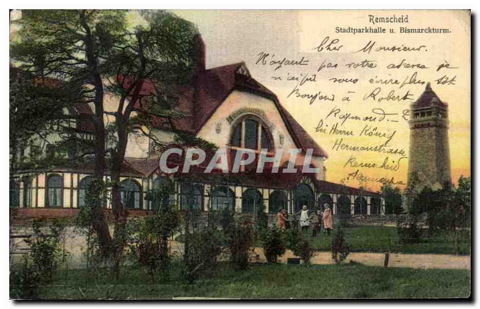 CPA Remscheid Stadtparkhalle U Bismarckturm 