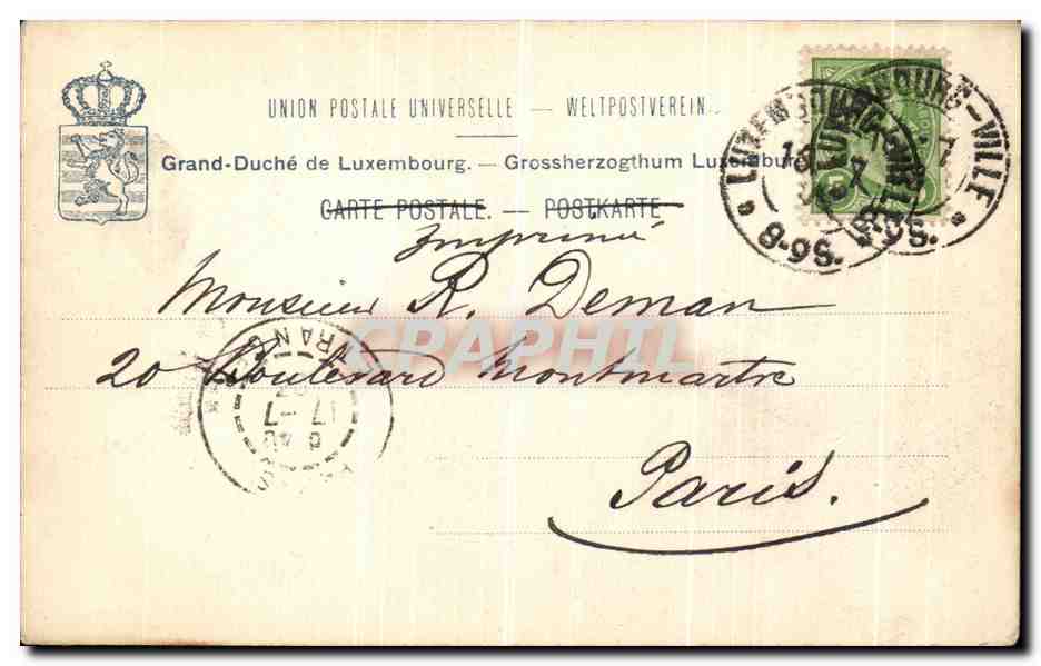 CPA Luxembourg Ambassade de France  — Rückseite