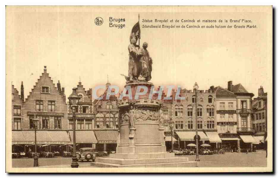 CPA Bruges Statue Breydel et de Coninck et Maisons de la Grand Place 