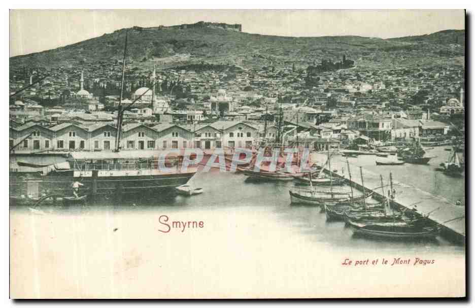 CPA Smyrne Le port et le Mont Pagus Turquie Bateaux