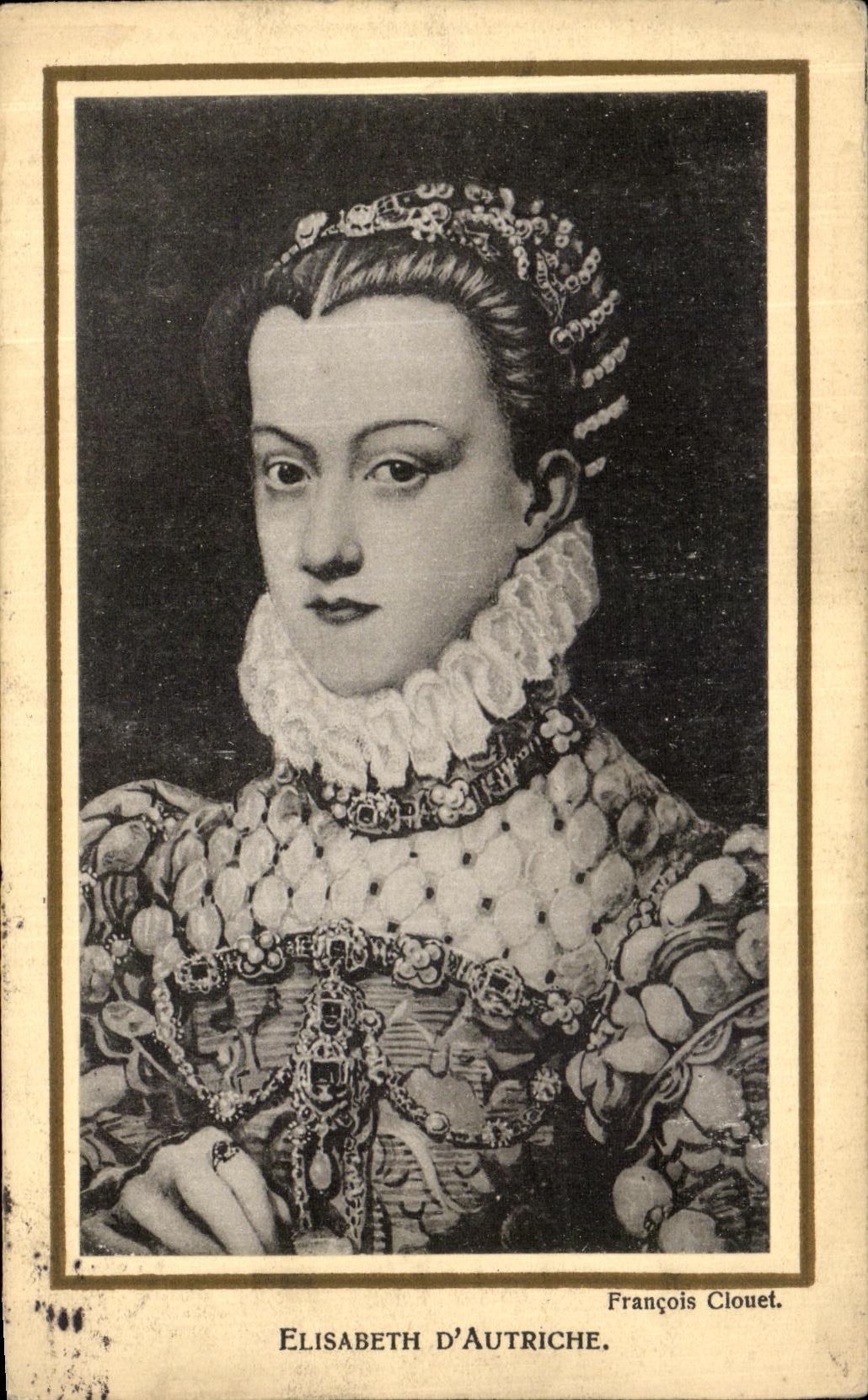 Elisabeth von Österreich — Portrait von François Clouet — unbekannter Verleger, Seriennummer nicht sichtbar