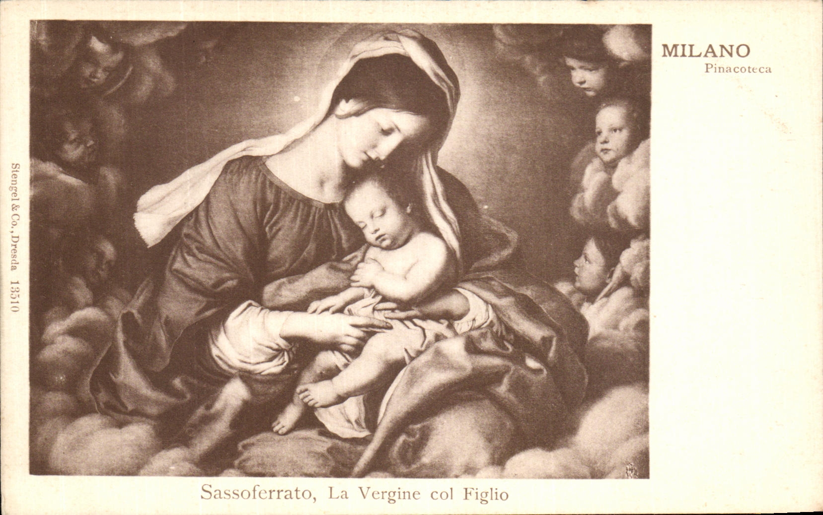 CPA Milano Pinacoteca Sassoferrato La Vergine col Figlio