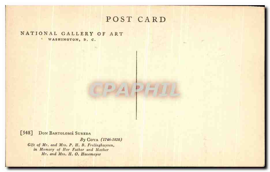 CPA National Gallery Of Art Washington D C Goya Don Bartholome Sureda — Rückseite