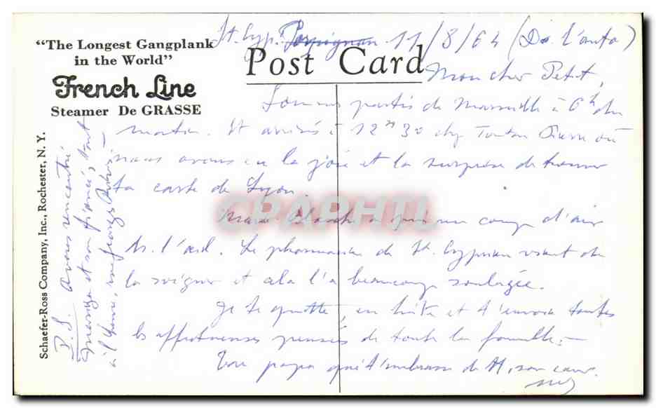 S.S. De Grasse — The Smoking Room — French Line — Verso