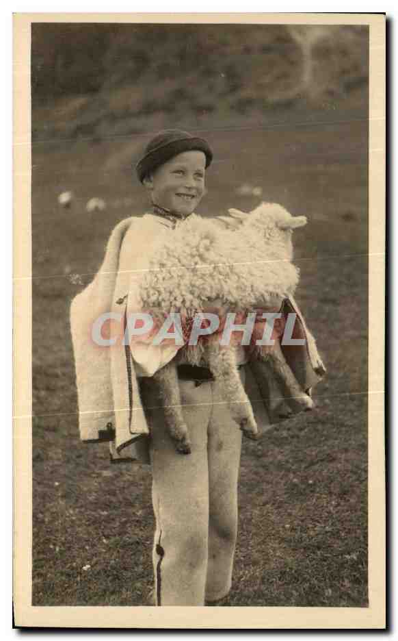 CPA enfant berger et agneau Mouton Slovaquie