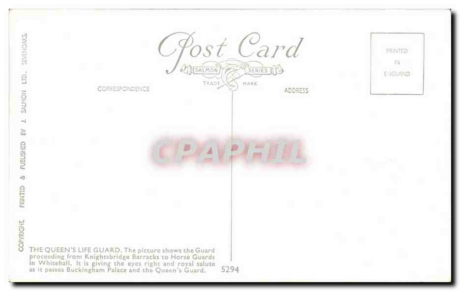 CPA The Queen s Life Guard the piecure shows the guard proceoding — Verso