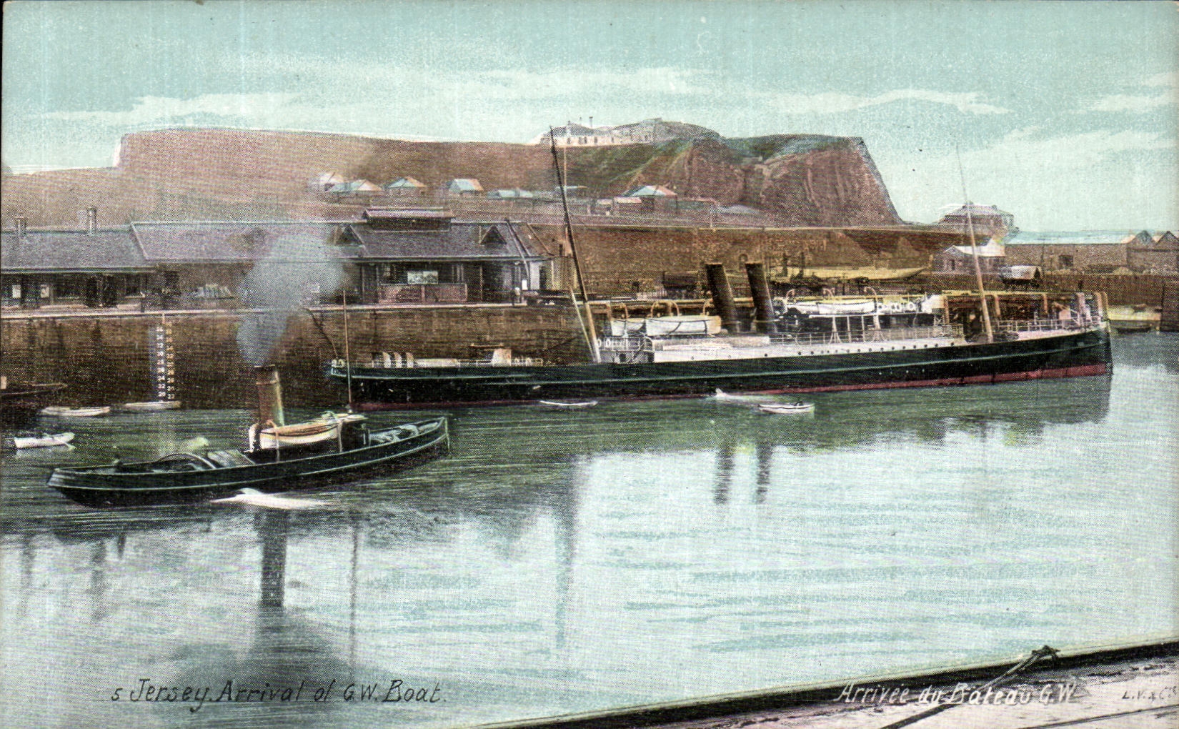 CPA Jersey Arrival of Boat Bateaux