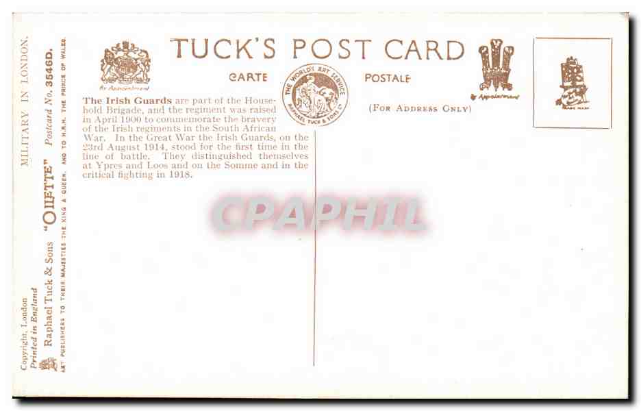 CPA Militaria in london Militaria Uniformes Chien  — Rückseite