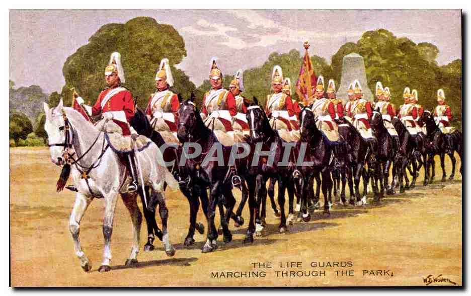 CPA The Life Guards Marching Through The Park Militaria 