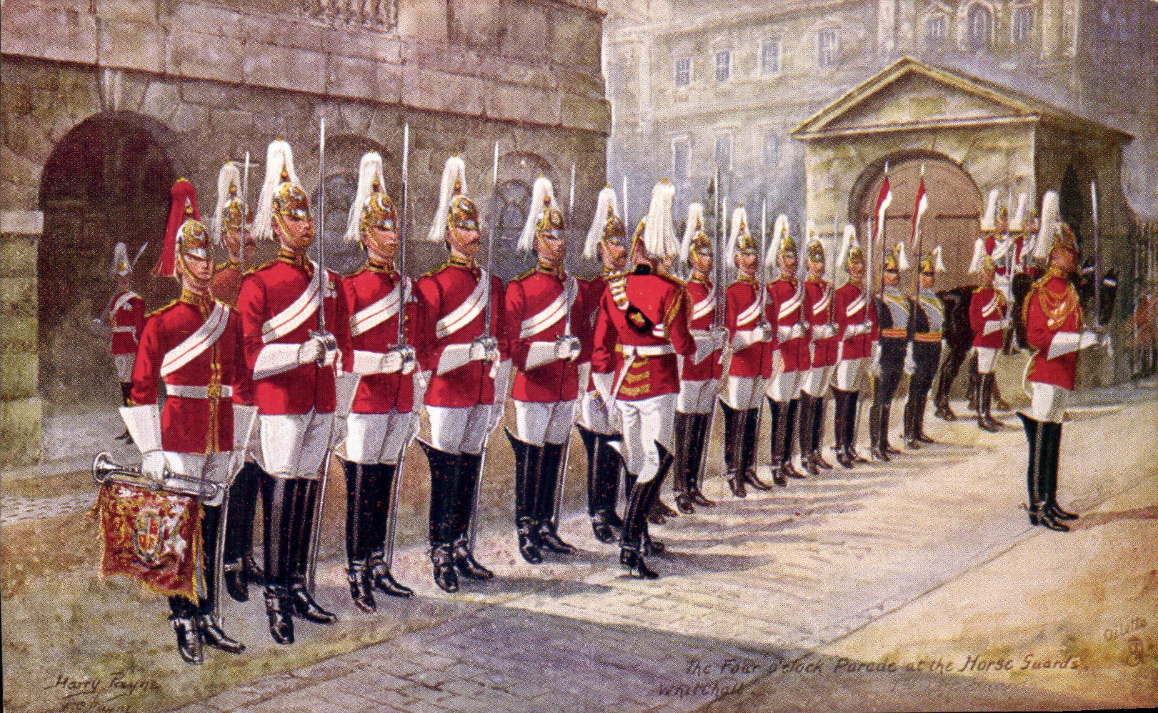 CPA The four o cloc parade London Guards Militaria 