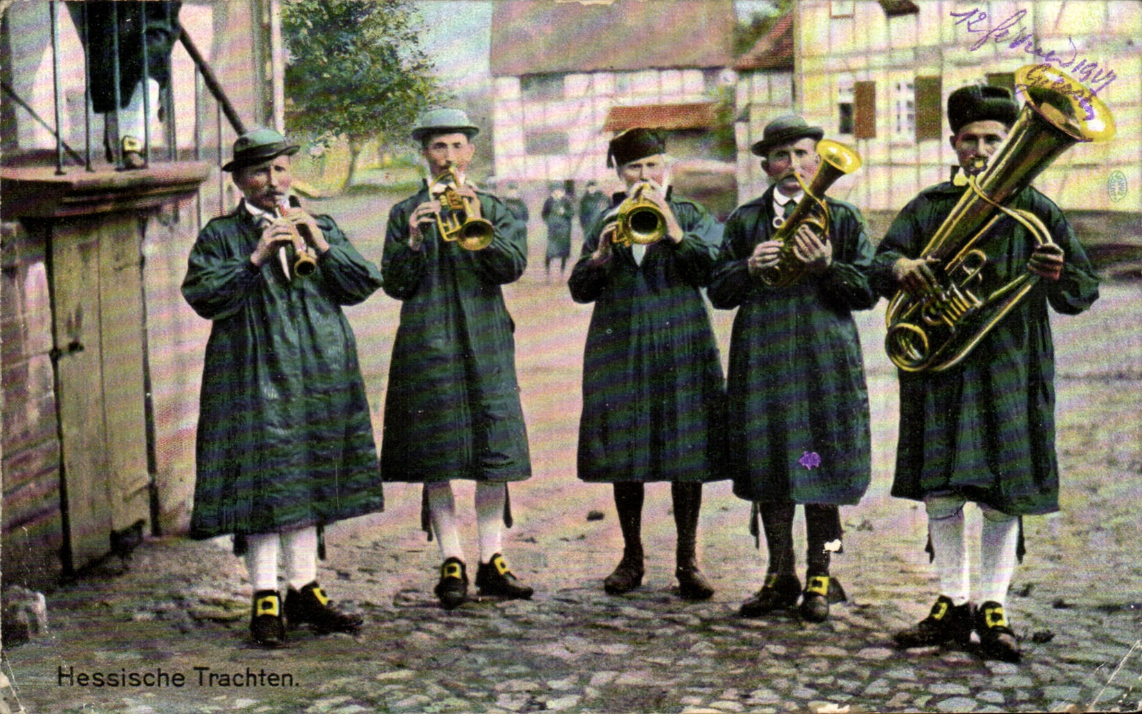 CPA Hessische Trachten Cuivres Folklore Trompette Cor Flute 
