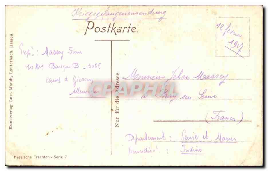 CPA Hessische Trachten Cuivres Folklore Trompette Cor Flute  — Verso
