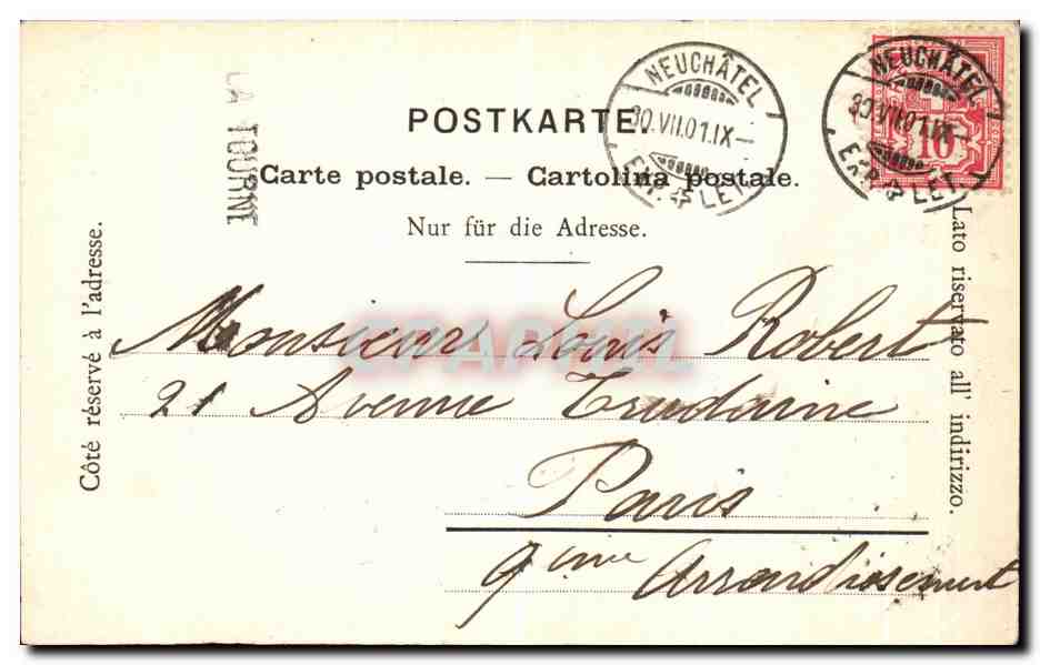 CPA Ferme Neuchateloise A La Tourne Dessus Neuchatel — Rückseite