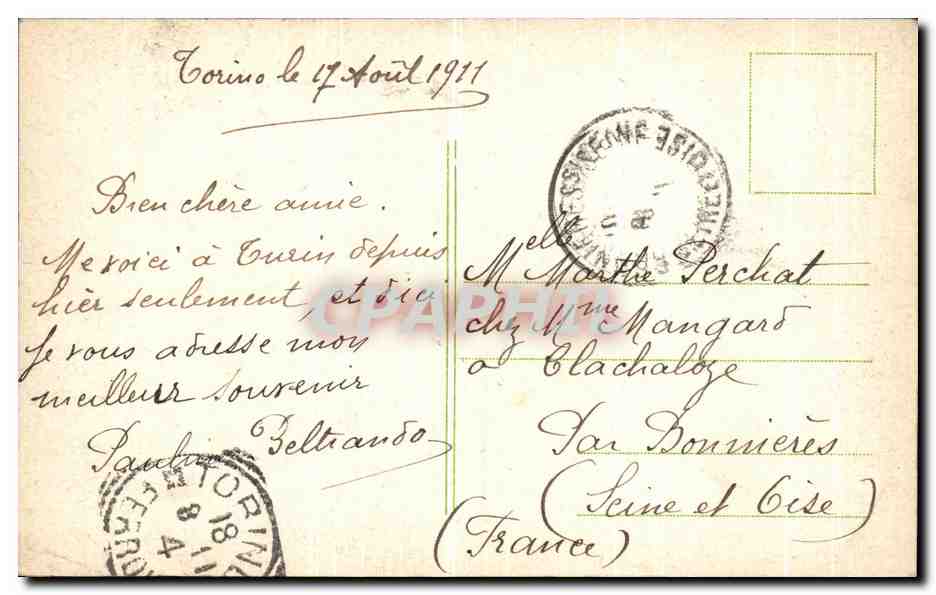 CPA Torino Le Sponde del Po  — Rückseite