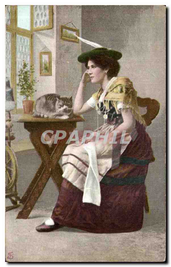 CPA Femme et char Folklore Suisse