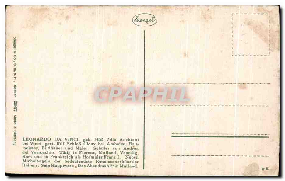 CPA La belle Ferroniere Leonardo da Vinci — Verso