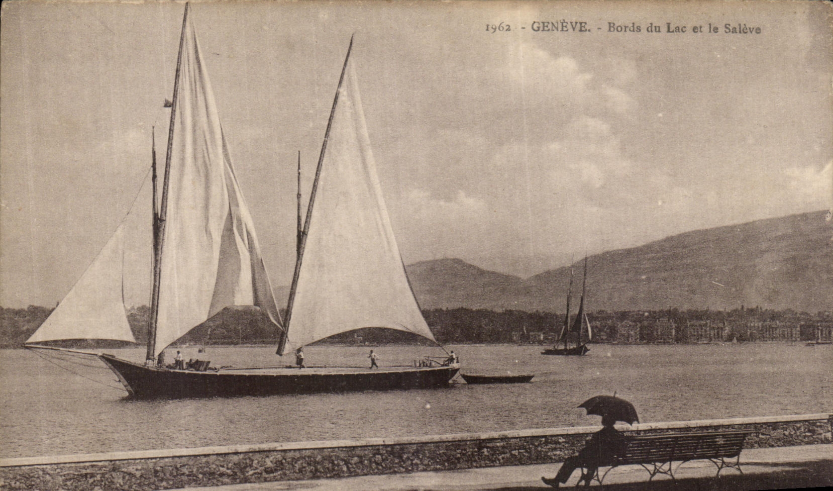 CPA Geneve Bords du Lac et le Saleve Bateau