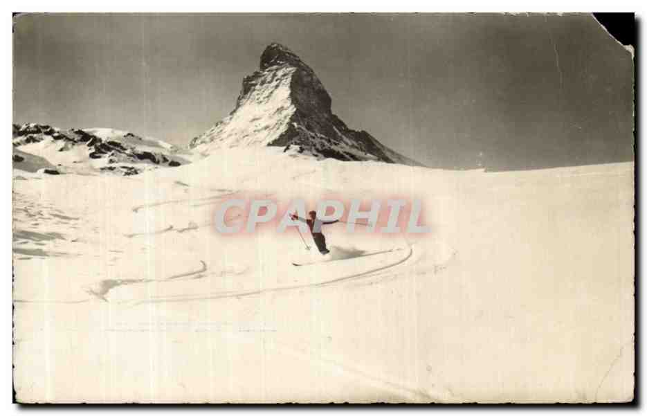 Skier in front of the Matterhorn — Zermatt, Switzerland — publisher Thoro Perren-Bacherini
