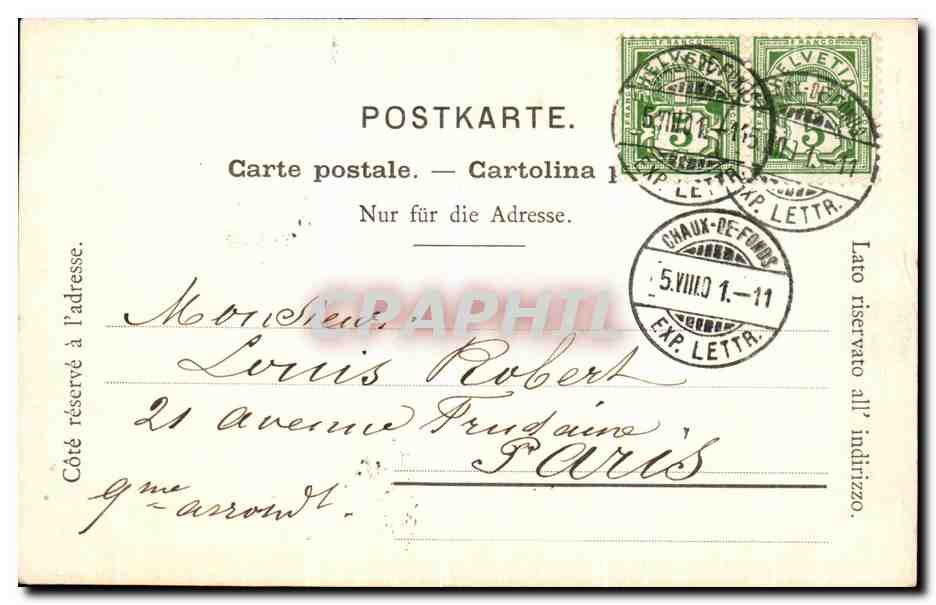 CPA Chaux de Fonds Avenue De La Gare — Rückseite