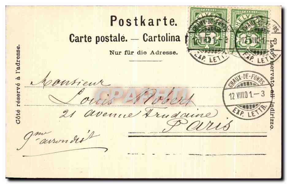 CPA Chaux de Fonds Controle federal Suisse — Rückseite