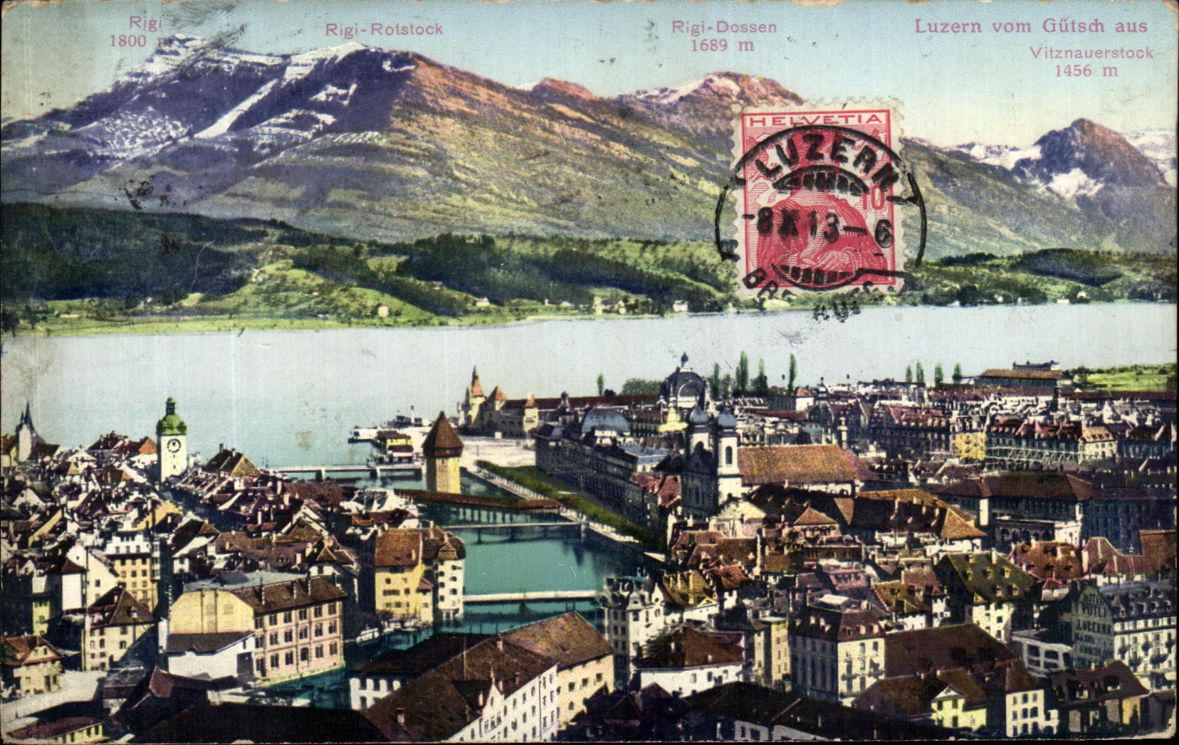 CPA Rigi Dossen Luzern Vom Guisch Luzern vom Gutsch aux Vitznauerstock