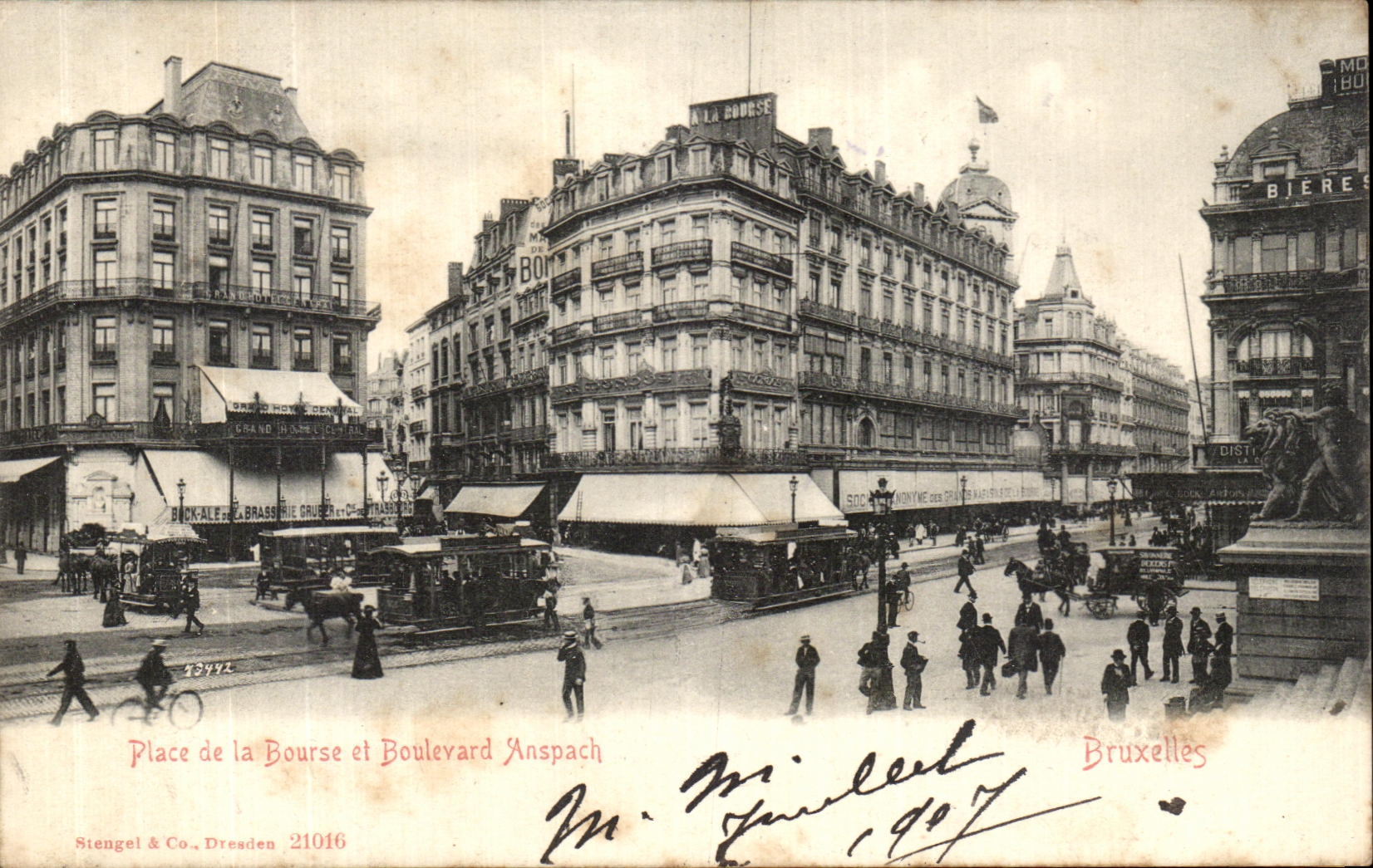CPA Place de la Bourse et Boulevard Anspach Bruxelles