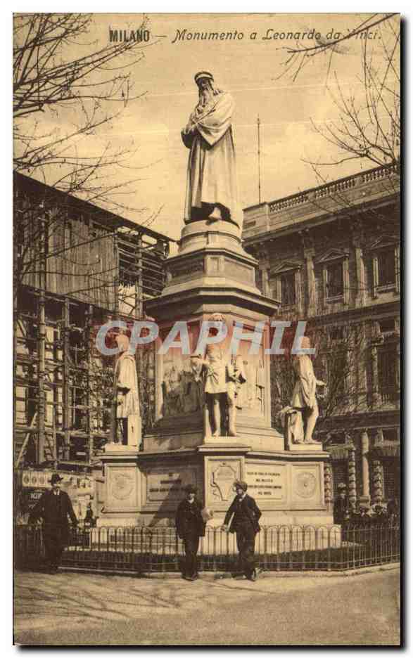 CPA Milano Monumento a Leonarde da Vinci