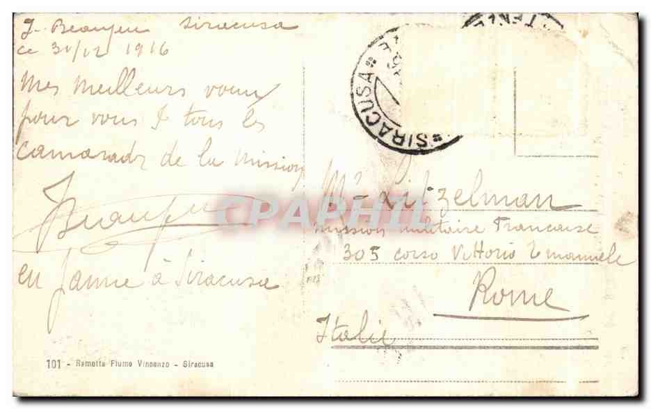 CPA Siracusa Orecchio di Dionisio  — Rückseite