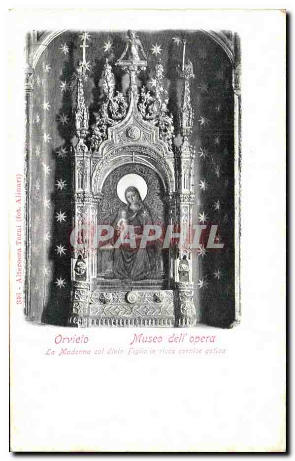 CPA Orvieto Museo dell Opera La Madonna col divin Figlio in ricca cornice gotica