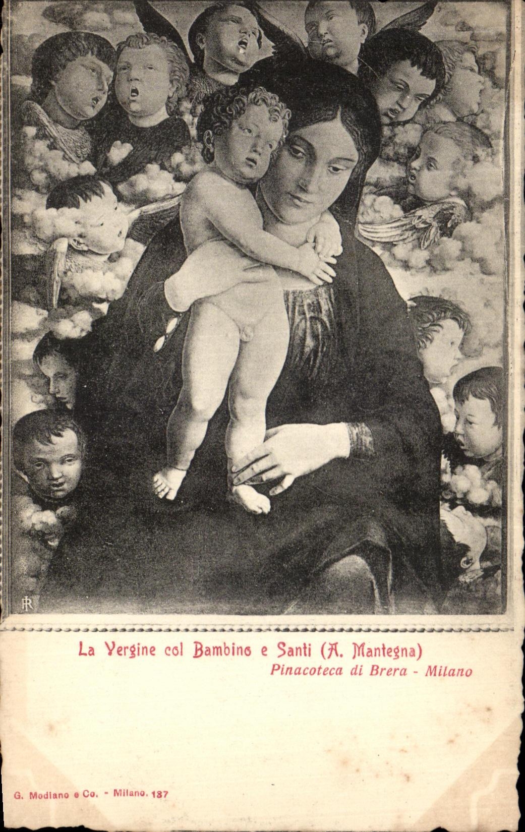 CPA La Vergine Col Bambino Santi Pinacoteau di Brera Milano