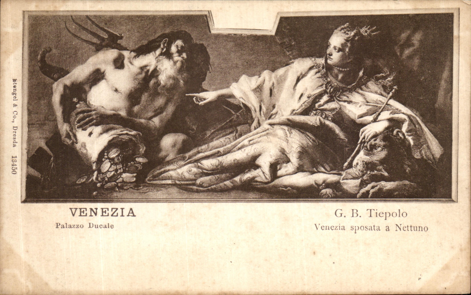 CPA Venezia Palazzo Ducale Tiepolo Venezia sposata a Nettuno