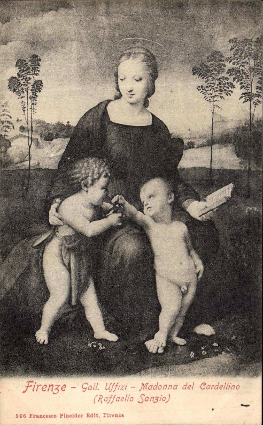 CPA Firenze Gall Uffizi Madonna del CArdellino raffaello Sanzio