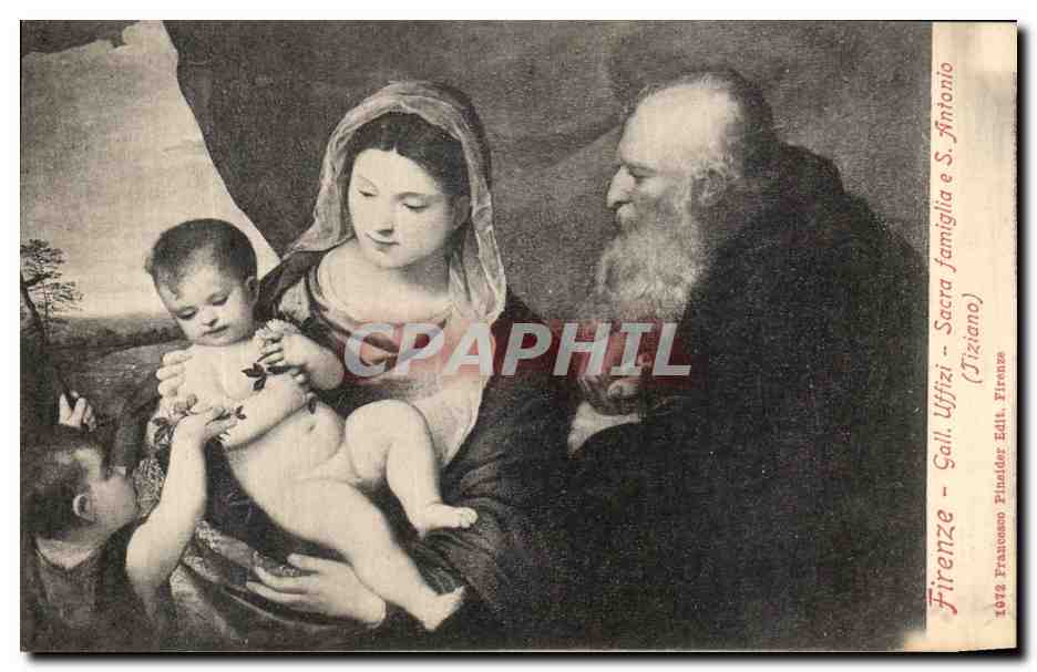 CPA Firenze Gall Uffizi Sacra famiglia e S Antonio Tiziano