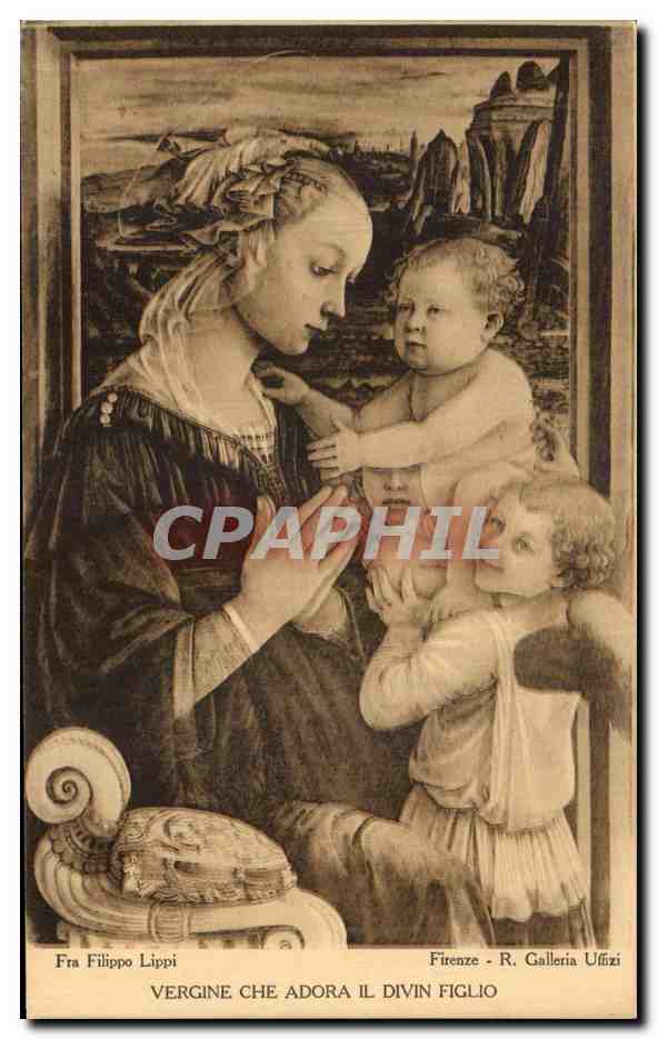 CPA Vergine Che Adore il Divin Figlio Firenze Galleria Uffizi