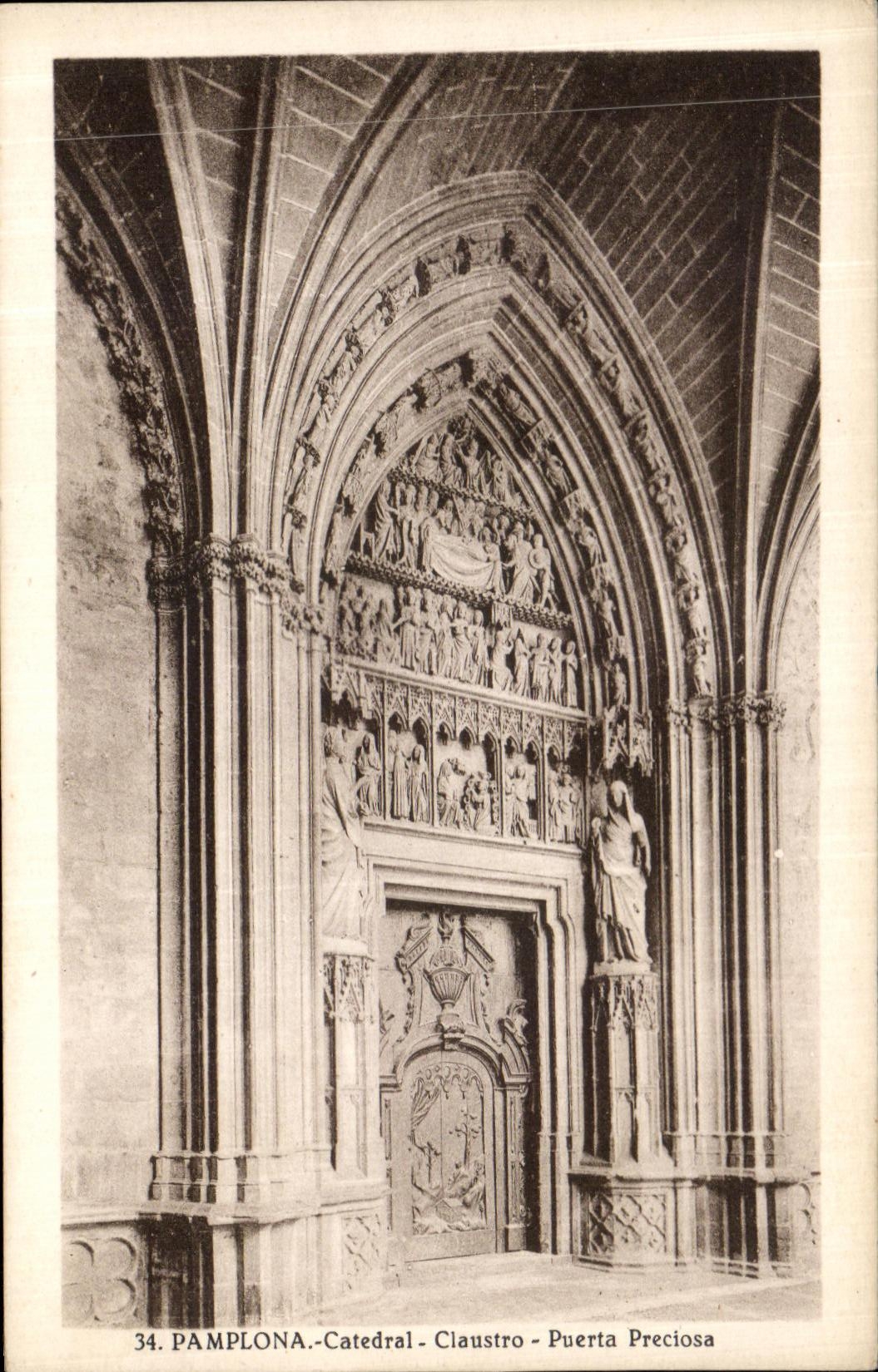 CPA Pamplona Catedrale Claustro Puerta Preciosa