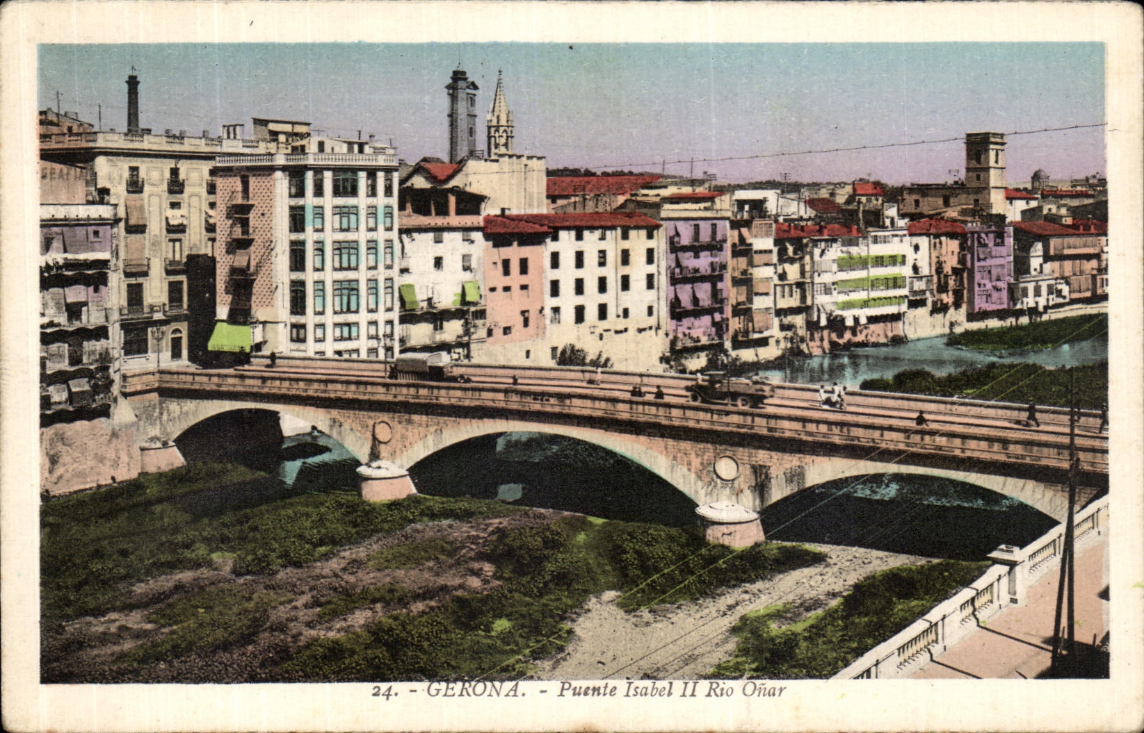CPA Gerona Puenta Isabel II Rio Onar