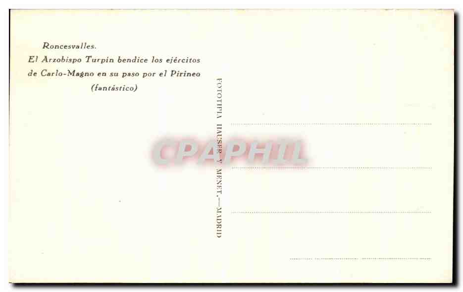 CPA Roncesvalles El Arzobispo Turpin bendice los ejercitos de Carlo Magno en su paso por el Pirineo — Back