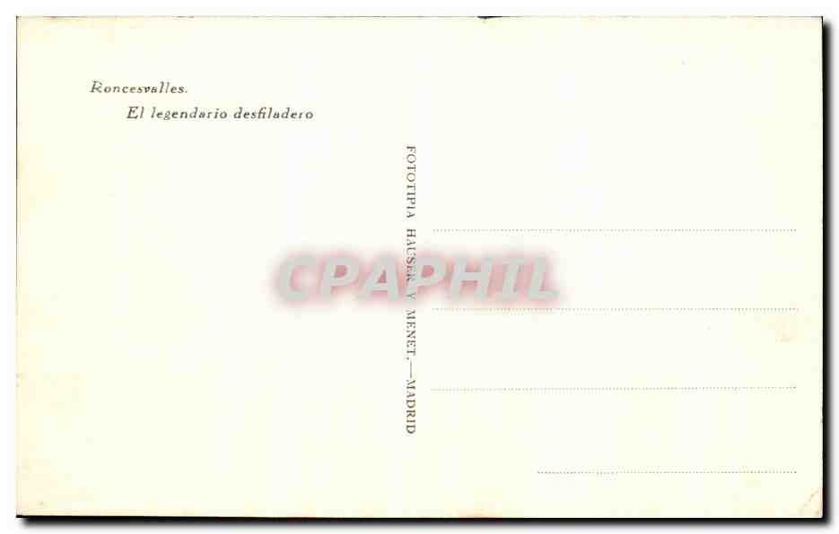 CPA Roncesvalles El Legendario desfiladero — Rückseite