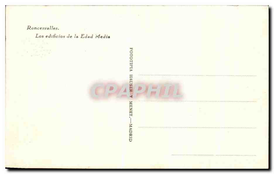 CPA Roncesvalles El Legendario desfiladero — Verso