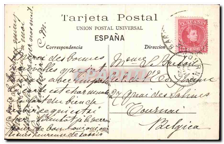 CPA Barcelona Pasedo De Gracia — Rückseite