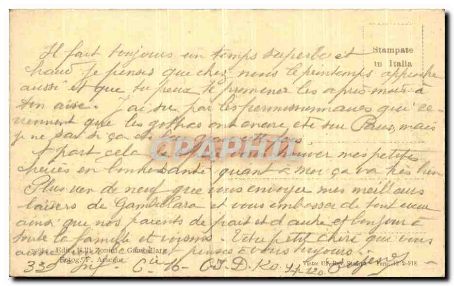 CPA Saluti da Gambellara Vicentina — Rückseite