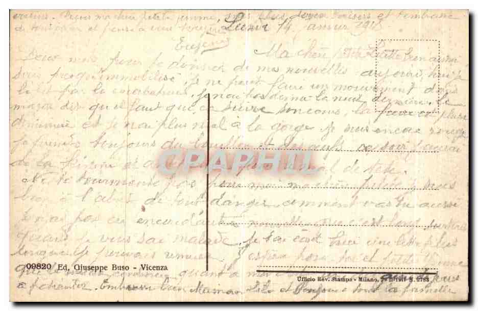 CPA Vicenza Un Pensiero da — Rückseite