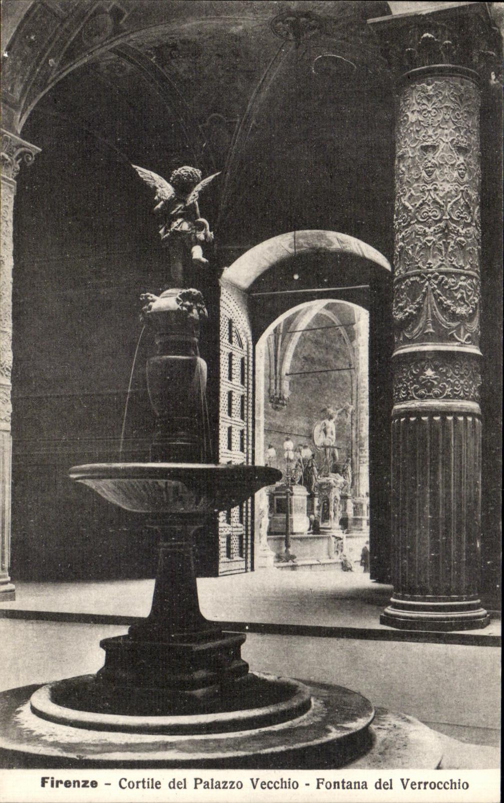 CPA Firenze Cortile del Palazzo Vechio Fontana Verrocchio